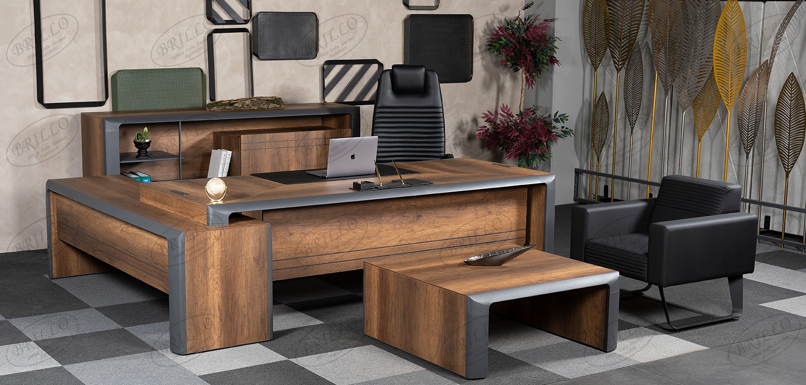 Yalın Etajerli Makam Takımı 240 lık - Ofis mobilyası - Ofis mobilyaları