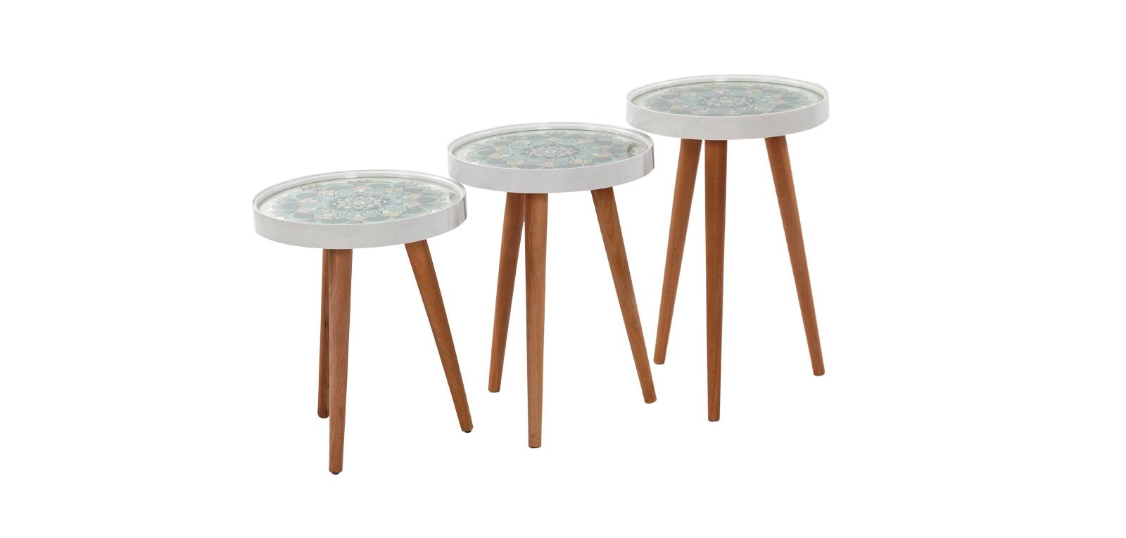 AHŞAP YUVARLAK DESENLİ CAM SEHPA - Ofis mobilyası - Ofis mobilyaları