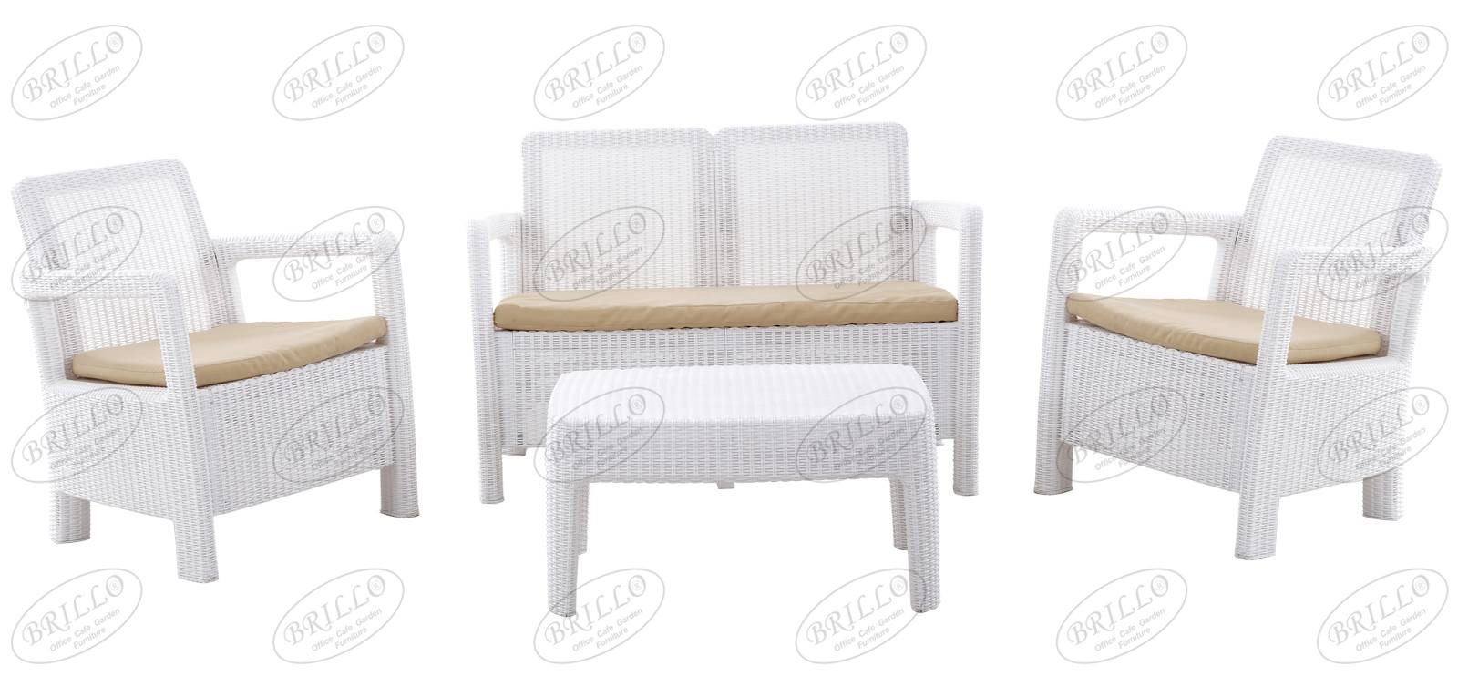 Tarifa İkili Rattan Görünümlü Oturma Grubu - Ofis mobilyası - Ofis mobilyaları